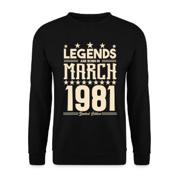 Cadeau Légende mars 1981. cadeau Mars 1981. March. - Sweat-shirt Unisexe - noir - Devant - Alina (178cm) & Michal (187cm)