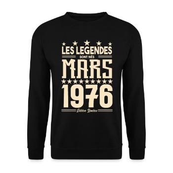 cadeau d'anniversaire mars 1976. cadeau Mars 1976. - Sweat-shirt Unisexe - noir - Devant - Alina (178cm) & Michal (187cm)