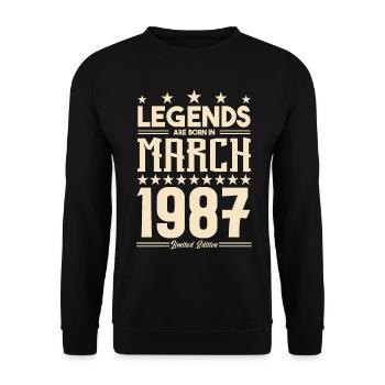 Gift Legend March 1987. gift March 1987. March. - Unisex Sweatshirt - black - Front - Alina (178cm) & Michal (187cm)