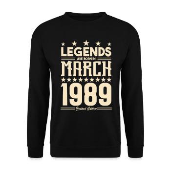 Gift Legend March 1989. gift March 1989. March. - Unisex Sweatshirt - black - Front - Alina (178cm) & Michal (187cm)