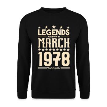 Gift Legend March 1978. gift March 1978. March. - Unisex Sweatshirt - black - Front - Alina (178cm) & Michal (187cm)