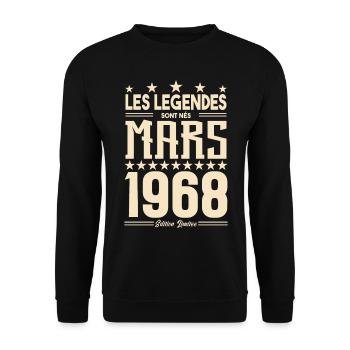 cadeau d'anniversaire mars 1968. cadeau Mars 1968. - Sweat-shirt Unisexe - noir - Devant - Alina (178cm) & Michal (187cm)