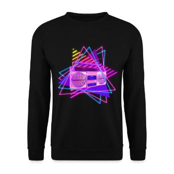 Fun Disco Retro Vintage Stereo Radio 70's 80's - Unisex Pullover - Schwarz - Vorne - Alina (178cm) & Michal (187cm)
