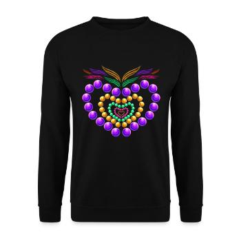 Purple, Yellow Golden And Green Beads Heart For - Unisex Pullover - Schwarz - Vorne - Alina (178cm) & Michal (187cm)