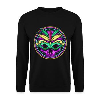 Logo Masked Purple Skull For Mardi Gras - Unisex Sweatshirt - black - Front - Alina (178cm) & Michal (187cm)
