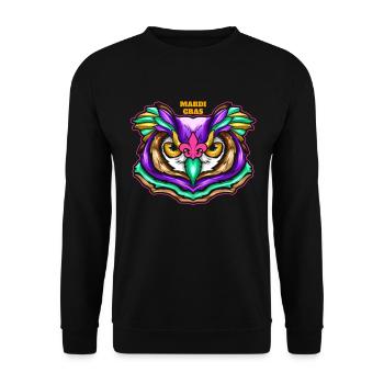 Purple Green Owl With Pink Fleur De Lis For Mardi - Unisex Pullover - Schwarz - Vorne - Alina (178cm) & Michal (187cm)
