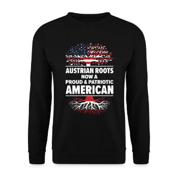 Born Austrian Austria American USA Citizenship - Unisex Sweatshirt - black - Front - Alina (178cm) & Michal (187cm)
