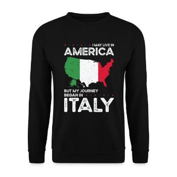 Né en Italie Italie États-Unis - Sweat-shirt Unisexe - noir - Devant - Alina (178cm) & Michal (187cm)
