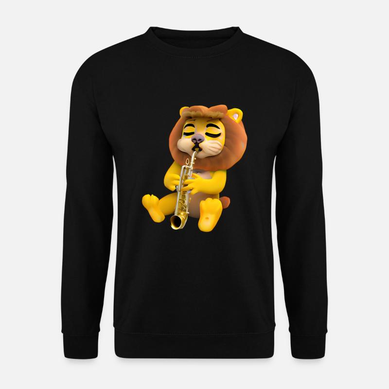 Löwe mit Saxophon - Unisex Pullover - Schwarz