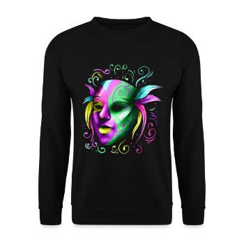 Yellow, Purple And Green Mask For Mardi Gras - Unisex Sweatshirt - black - Front - Alina (178cm) & Michal (187cm)