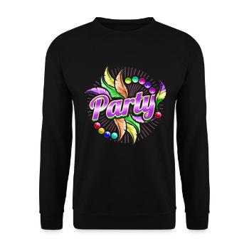 Party, Beads And Feathers For Mardi Gras - Unisex Pullover - Schwarz - Vorne - Alina (178cm) & Michal (187cm)