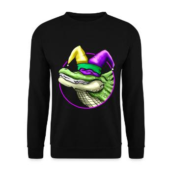 Crocodile with Jester Hat for Mardi Gras - Unisex Sweatshirt - black - Front - Alina (178cm) & Michal (187cm)