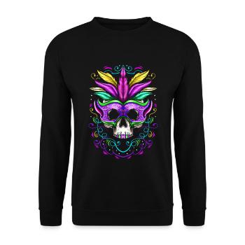 Rocking Skull Death Mask With Ornaments For Mardi - Unisex Sweatshirt - black - Front - Alina (178cm) & Michal (187cm)