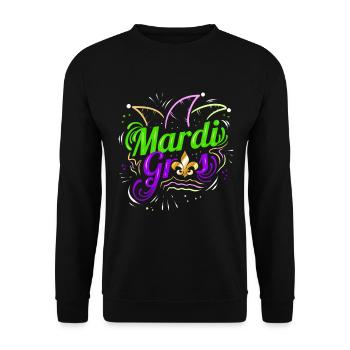 Lettering with Jester Hat and Fleur de Lis for - Unisex Sweatshirt - black - Front - Alina (178cm) & Michal (187cm)