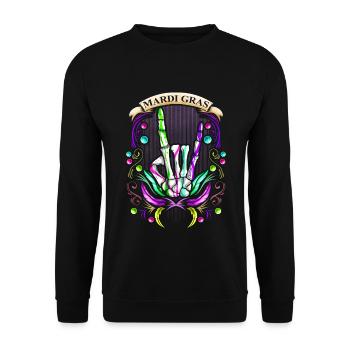 Main squelette à bascule montrant le signe des cornes - Sweat-shirt Unisexe - noir - Devant - Alina (178cm) & Michal (187cm)