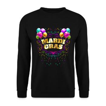 Ballons And Yellow Golden Lettering For Mardi Gras - Unisex Sweatshirt - black - Front - Alina (178cm) & Michal (187cm)
