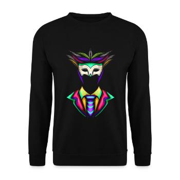 Costume d’homme avec masque pour Mardi Gras - Sweat-shirt Unisexe - noir - Devant - Alina (178cm) & Michal (187cm)
