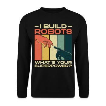Robot Robotics Engineer Retro - Unisex Pullover - Schwarz - Vorne - Alina (178cm) & Michal (187cm)