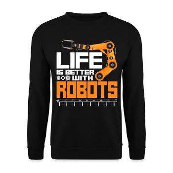 Robot Robotics Engineer Vintage - Unisex Pullover - Schwarz - Vorne - Alina (178cm) & Michal (187cm)