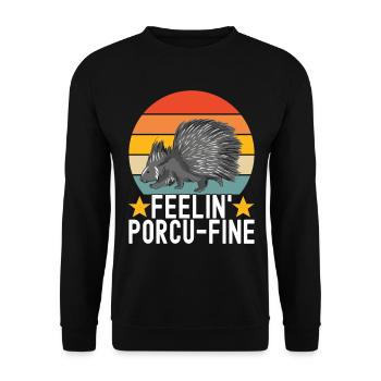 Porc-épic mignon - Sweat-shirt Unisexe - noir - Devant - Alina (178cm) & Michal (187cm)
