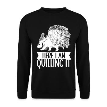 Porc-épic mignon - Sweat-shirt Unisexe - noir - Devant - Alina (178cm) & Michal (187cm)