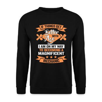 Car mechanic birthday car mechanic - Unisex Sweatshirt - black - Front - Alina (178cm) & Michal (187cm)