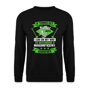 Jardinier Idée cadeau d’anniversaire Conception de jardin - Sweat-shirt Unisexe - noir - Devant - Alina (178cm) & Michal (187cm)