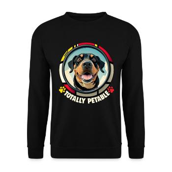 Hunde Spruch Rottweiler Cartoon für Hundeliebhaber - Unisex Pullover - Schwarz - Vorne - Alina (178cm) & Michal (187cm)