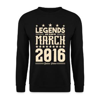 Cadeau Légende mars 2016. cadeau Mars 2016. March. - Sweat-shirt Unisexe - noir - Devant - Alina (178cm) & Michal (187cm)