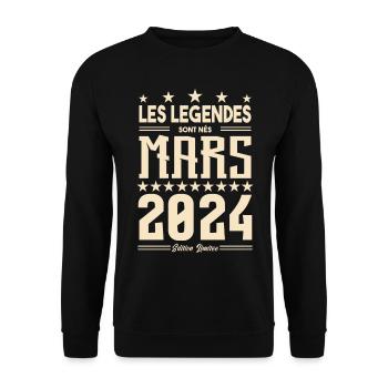 cadeau d'anniversaire mars 2024. cadeau Mars 2024. - Sweat-shirt Unisexe - noir - Devant - Alina (178cm) & Michal (187cm)