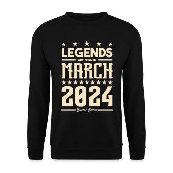 Cadeau Légende mars 2024. cadeau Mars 2024. March. - Sweat-shirt Unisexe - noir - Devant - Alina (178cm) & Michal (187cm)