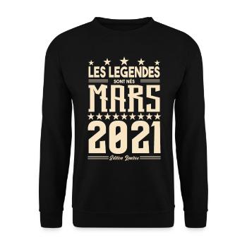 cadeau d'anniversaire mars 2021. Mars 2021. - Sweat-shirt Unisexe - noir - Devant - Alina (178cm) & Michal (187cm)