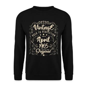 Vintage born in April 1965. Birthday April. - Unisex Sweatshirt - black - Front - Alina (178cm) & Michal (187cm)