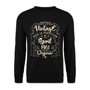 Jahrgang geboren im April 1961. Geburtstag April. - Unisex Pullover - Schwarz - Vorne - Alina (178cm) & Michal (187cm)