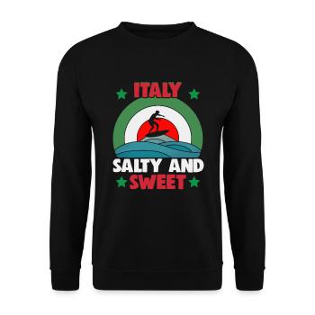 Italien Strandurlaub am Meer Design Strandmotiv - Unisex Pullover - Schwarz - Vorne - Alina (178cm) & Michal (187cm)