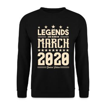 Cadeau Légende mars 2020. cadeau Mars 2020. March. - Sweat-shirt Unisexe - noir - Devant - Alina (178cm) & Michal (187cm)