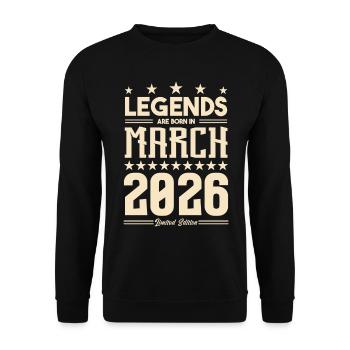 Cadeau Légende mars 2026. cadeau Mars 2026. March. - Sweat-shirt Unisexe - noir - Devant - Alina (178cm) & Michal (187cm)