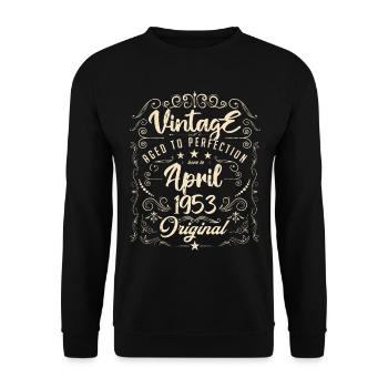 Vintage born in April 1953. Birthday April. - Unisex Sweatshirt - black - Front - Alina (178cm) & Michal (187cm)