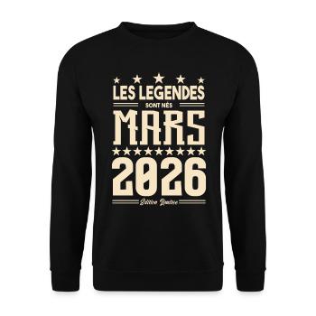 cadeau d'anniversaire mars 2026. cadeau Mars 2026. - Sweat-shirt Unisexe - noir - Devant - Alina (178cm) & Michal (187cm)