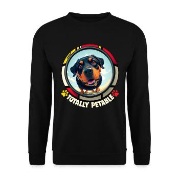 Hunde Spruch Rottweiler Cartoon für Hundeliebhaber - Unisex Pullover - Schwarz - Vorne - Alina (178cm) & Michal (187cm)