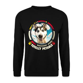 Dog Cartoon Huskie Design pour les amoureux des chiens - Sweat-shirt Unisexe - noir - Devant - Alina (178cm) & Michal (187cm)
