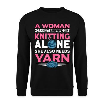 Tricot à la main drôle de tricot dicton - Sweat-shirt Unisexe - noir - Devant - Alina (178cm) & Michal (187cm)