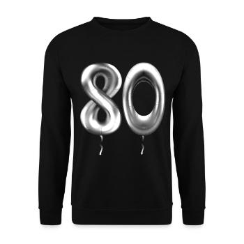 80. Geburtstag Ballons Geburtstagsballons 80 Jahre - Unisex Pullover - Schwarz - Vorne - Alina (178cm) & Michal (187cm)