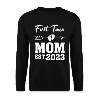 Zum ersten Mal Mama Schwangerschaft Shirt Bald Mama 2023 - Unisex Pullover - Schwarz - Vorne - Alina (178cm) & Michal (187cm)