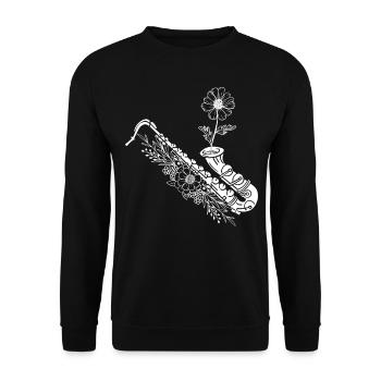 Saxophone With Flower Saxophone Player Saxophone L - Unisex Sweatshirt - black - Front - Alina (178cm) & Michal (187cm)