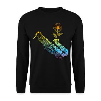 Saxophone With Flower Saxophonist Sax Player Saxop - Unisex Pullover - Schwarz - Vorne - Alina (178cm) & Michal (187cm)