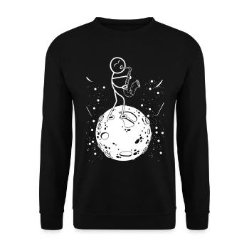 Saxophone Stick Figure On Planet Funny Saxophonist - Unisex Sweatshirt - black - Front - Alina (178cm) & Michal (187cm)
