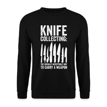 Messersammler Messer Sammeln - Unisex Pullover - Schwarz - Vorne - Alina (178cm) & Michal (187cm)