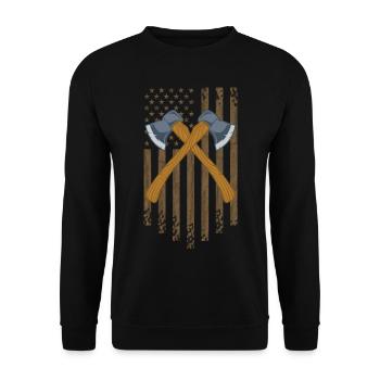 Lancer de hache patriotique Hache Drapeau américain pour un - Sweat-shirt Unisexe - noir - Devant - Alina (178cm) & Michal (187cm)