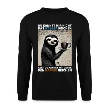Du Kannst mir Nicht das Wasser Reichen Faultier - Unisex Pullover - Schwarz - Vorne - Alina (178cm) & Michal (187cm)